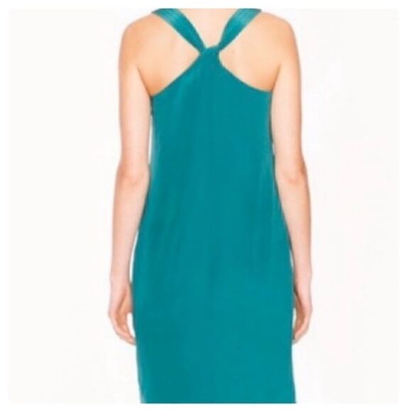 J. Crew Emerald Green silk twist tie back dress-4‎ - Picture 4 of 13